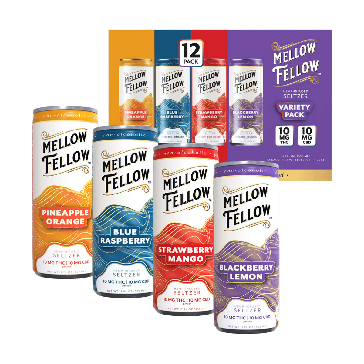 Mellow Fellow Delta 9 THC + CBD Seltzer 20MG